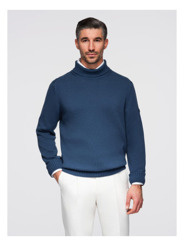 Ombre Men's turtleneck knit sweater - dark blue