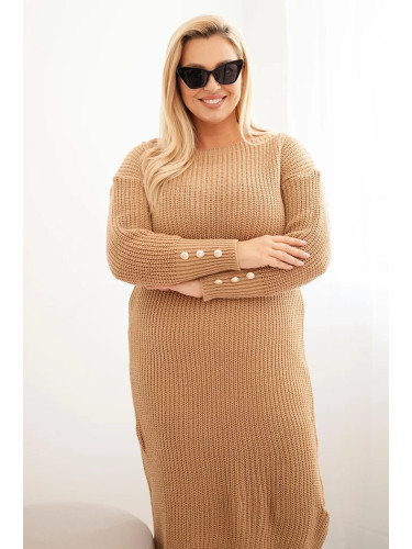 Kesi Włoski Plus Size women's sweater dress with mohair camel