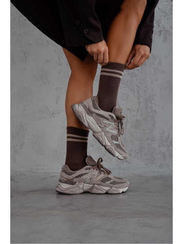 Milena Дамски чорапи Два тънки райета Кафяви