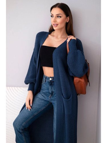 Kesi Włoski Long cardigan sweater dark denim