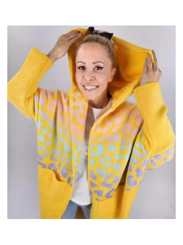 Pri Long cardigan colorful leopard sweater with wool