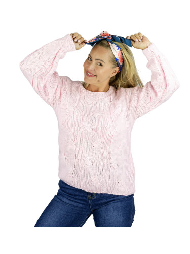 Pri Fluffy Women's Braided Sweater Buffed Sleeves AMELIA