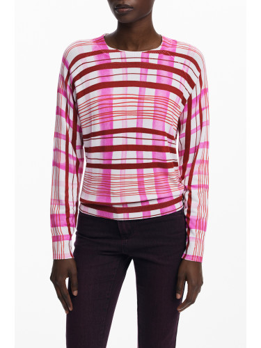 Дамски пуловер с розови шарки Desigual