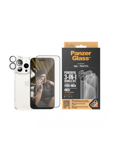 Стъклен протектор PanzerGlass за Apple iPhone 15 Pro UWF Bundle (UWF screen protector, HardCase, протектор за камера)