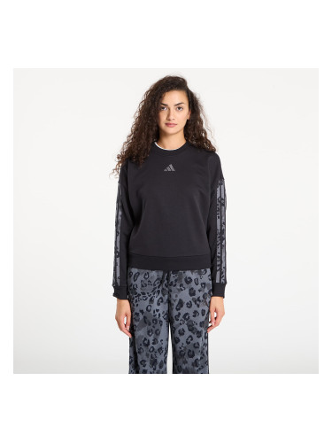 Суитшърт adidas W Animal Print French Terry 3 Stripes Sweatshirt Black/ Multicolor S