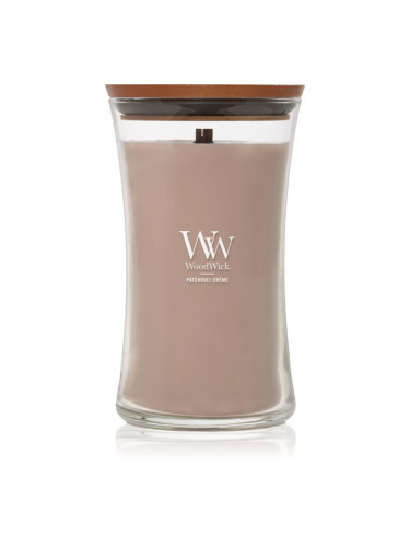 Woodwick Opulent Wood Patchouli Creme ароматна свещ с дървен фитил 609.5 гр.