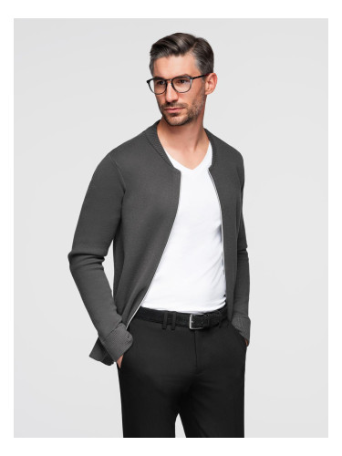 Ombre Men's plain zip sweater - graphite