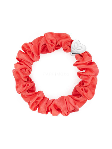 By Eloise London Silk Scrunchie Silver Heart Ластик за коса за жени 1 бр Нюанс Neon Peach