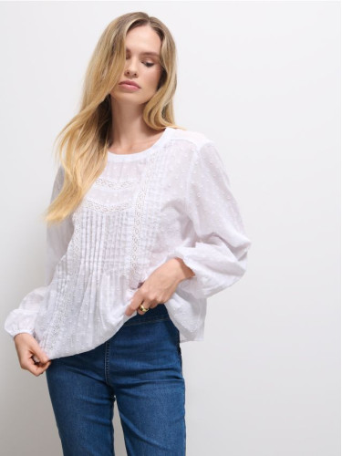 Mohito - Памучен топ - бяло