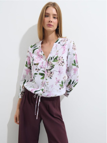 Mohito - Блуза със съдържание на лен - бяло