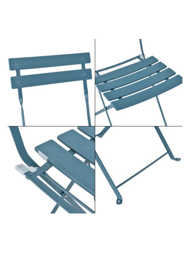 Бистро комплект Caprile 3 части. сгъваема стомана тюркоаз []
