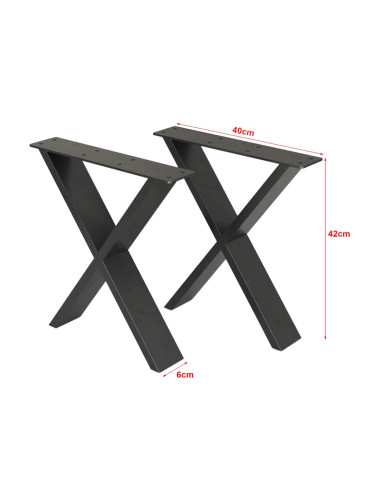 Рамка за маса Maribo за пейки, холни маси, черна 42x40см []