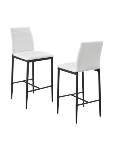 Бар стол Lidköping с облегалка и възглавница от бяла еко кожа