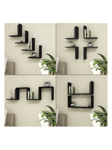 Стенен рафт Broby в комплект от 4 30 x 30 x 16 cm черен []