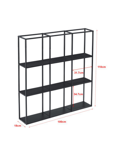 Стенен рафт Jelsa 100x18x110см черен []