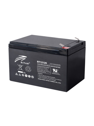 Оловна Батерия RITAR, (RT12120) AGM, 12V, 12 Ah, 151/ 98/ 95 mm, Tерми