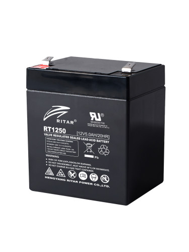 Оловна батерия RITAR, (RT1250) AGM, 12V, 5Ah, 90/ 70/ 10 1mm, Терминал