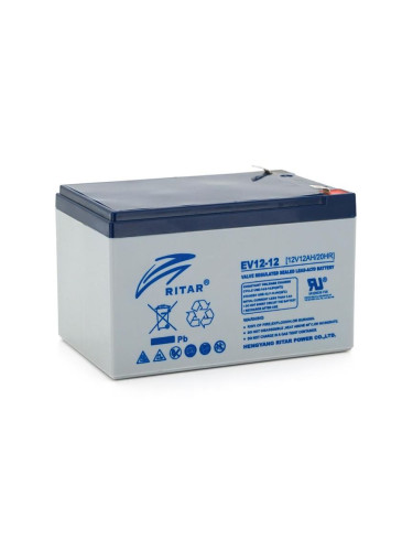 Оловна батерия RITAR EV12-12, AGM, 12V / 12 Ah, Терминал2, За електрич