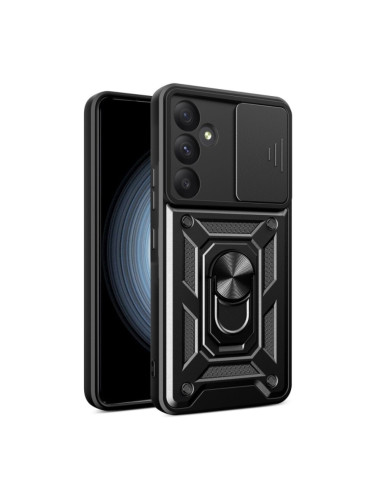 Силиконов твърд кейс bSmart Defender Slide, За Samsung Galaxy S25 FE, Черен