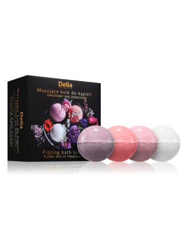 Delia Cosmetics Fizzing Bath Bombs Floral Mix подаръчен комплект за вана 4x100 гр.