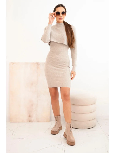 Kesi Włoski Women's set viscose blouse with dress dark beige