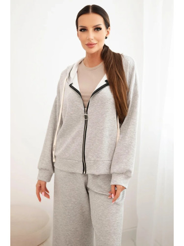 Kesi Włoski Women's set with wide-leg pants and zip-up hoodie gray