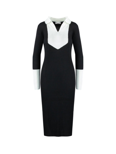 Pri Elegant ribbed dress with a LILA collar