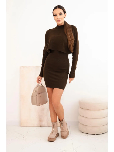 Kesi Włoski Women's viscose set with a blouse and a dress brown