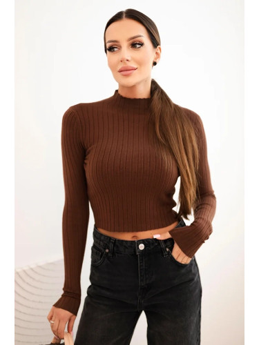 Kesi Włoski Women's ribbed dress with a turtleneck and decorative buttons burgundy