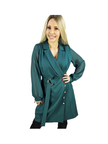 Pri Elegant navy cut dress Waist belt Gold buttons ARIEL