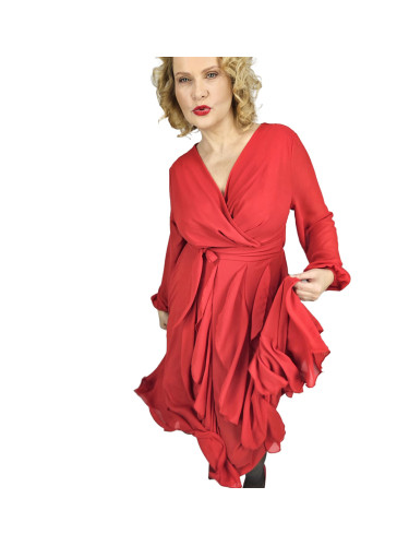 Pri Elegant dress flared hem with ruffles ADELE