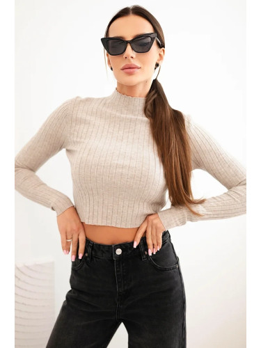 Kesi Włoski Women's ribbed dress with a turtleneck and decorative buttons burgundy