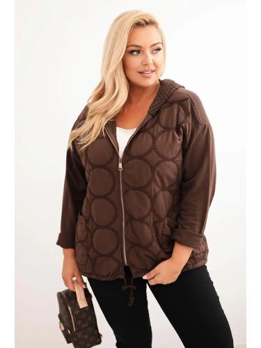 Kesi Włoski Women's Plus Size cotton zip-up hoodie brown