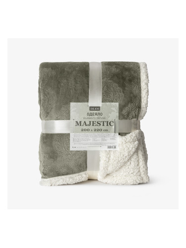 Одеяло шерпа с луксозен дизайн МАДЖЕСТИК ЗЕЛЕН, 200/220 см