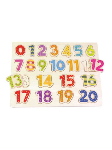  Дървен пъзел Lelin  - "Числата от 1 до 20"