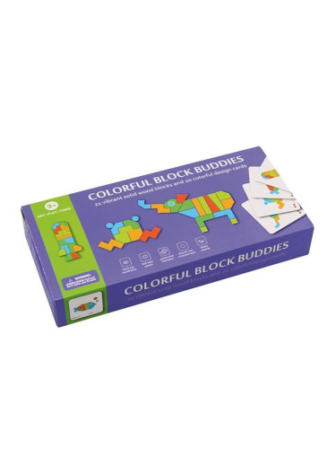Дървена цветна мозайка Andreu toys, 21 части