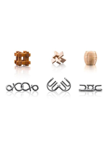 Комплект дървени и метални пъзели-главоблъсканици Popular - 6 броя