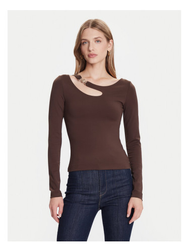 Guess Блуза W5BP18 KC7M2 Кафяв Slim Fit