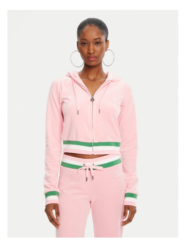 Juicy Couture Суитшърт Velour Crop JCWAS225351 Розов Regular Fit