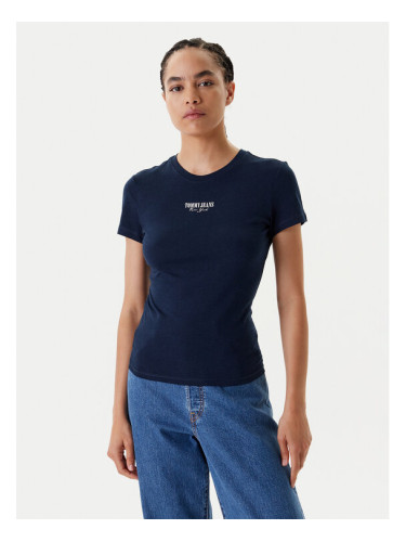 Tommy Jeans Тишърт Essential DW0DW20913 Тъмносин Slim Fit