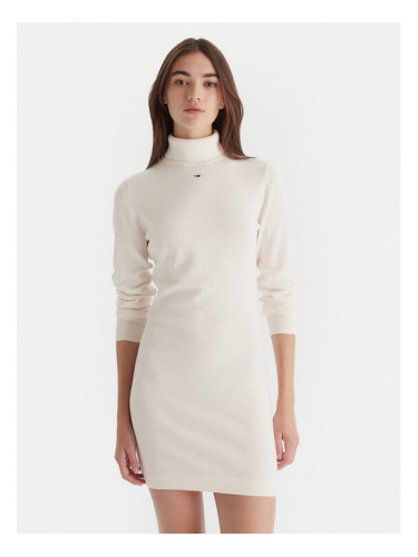 Tommy Jeans Плетена рокля Ess DW0DW21958 Екрю Slim Fit