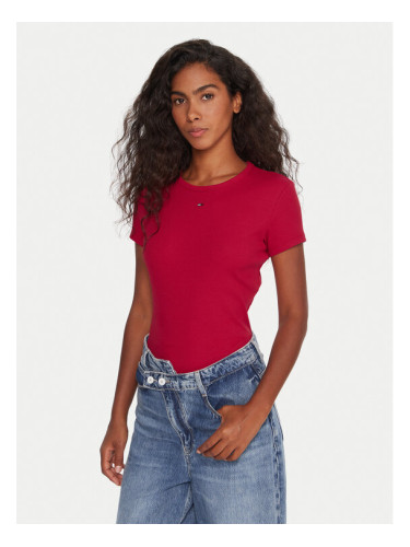 Tommy Jeans Тишърт Essential DW0DW17383 Розов Slim Fit