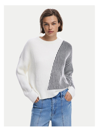 Desigual Пуловер Nome 25WWJF26 Бял Regular Fit