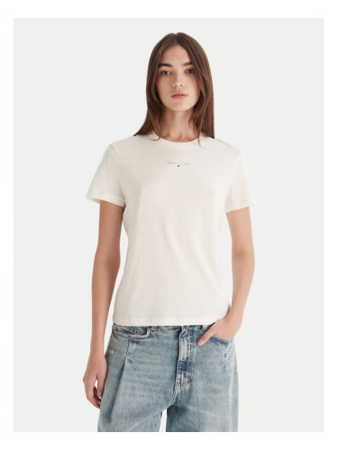 Tommy Jeans Тишърт Linear DW0DW21964 Екрю Regular Fit