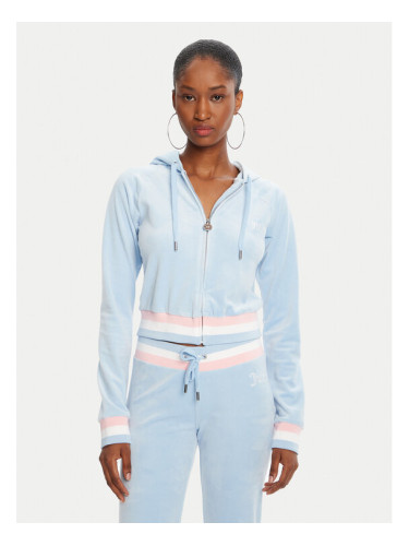 Juicy Couture Суитшърт Velour Crop JCWAS225351 Светлосиньо Regular Fit