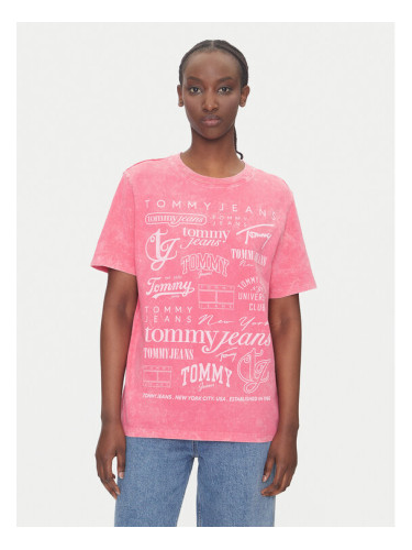 Tommy Jeans Тишърт Multi Brand DW0DW20923 Розов Relaxed Fit