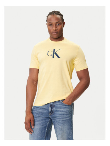 Calvin Klein Jeans Тишърт Center Monogram LV04RC857G Жълт Regular Fit