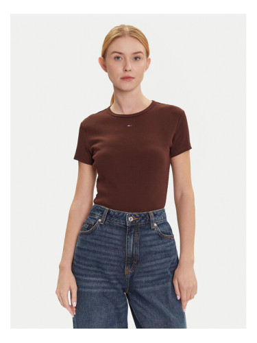 Tommy Jeans Тишърт Essential DW0DW17383 Кафяв Slim Fit