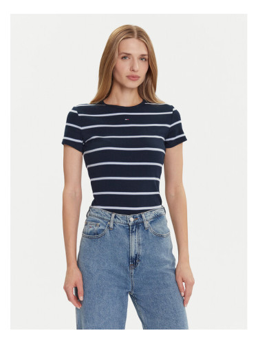 Tommy Jeans Тишърт Essential DW0DW17383 Тъмносин Slim Fit