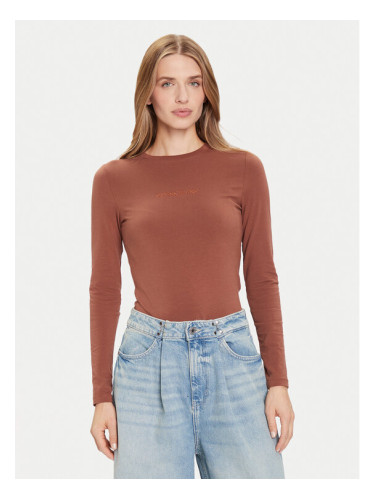 Guess Jeans Блуза W4YI22 J1314 Кафяв Slim Fit